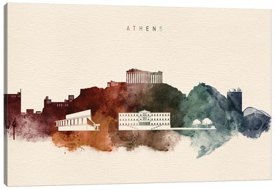 Athens Skyline Desert Style Canvas Art Print - Athens