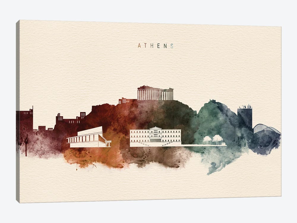 Athens Skyline Desert Style by WallDecorAddict 1-piece Canvas Print