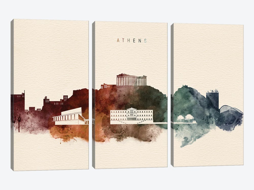 Athens Skyline Desert Style by WallDecorAddict 3-piece Art Print