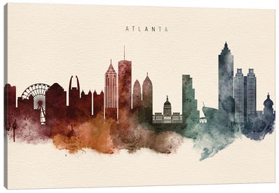 Atlanta Skyline Desert Style Canvas Art Print - Industrial Décor