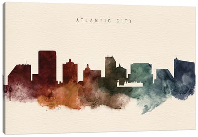 Atlantic City Skyline Desert Style Canvas Art Print - New Jersey Art