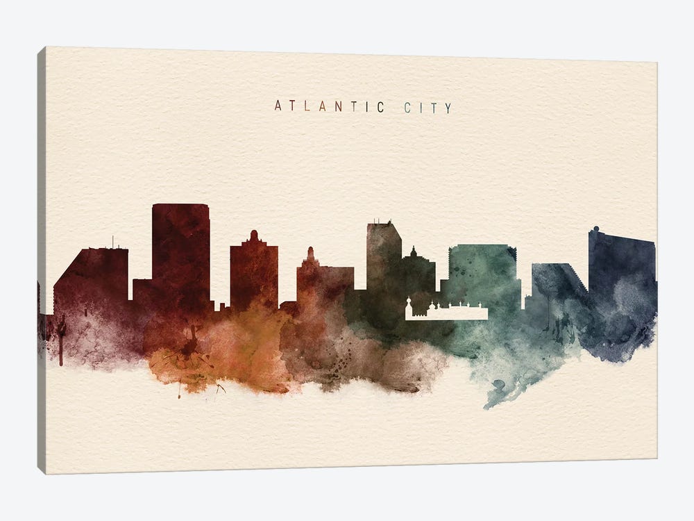 Atlantic City Skyline Desert Style by WallDecorAddict 1-piece Canvas Art Print