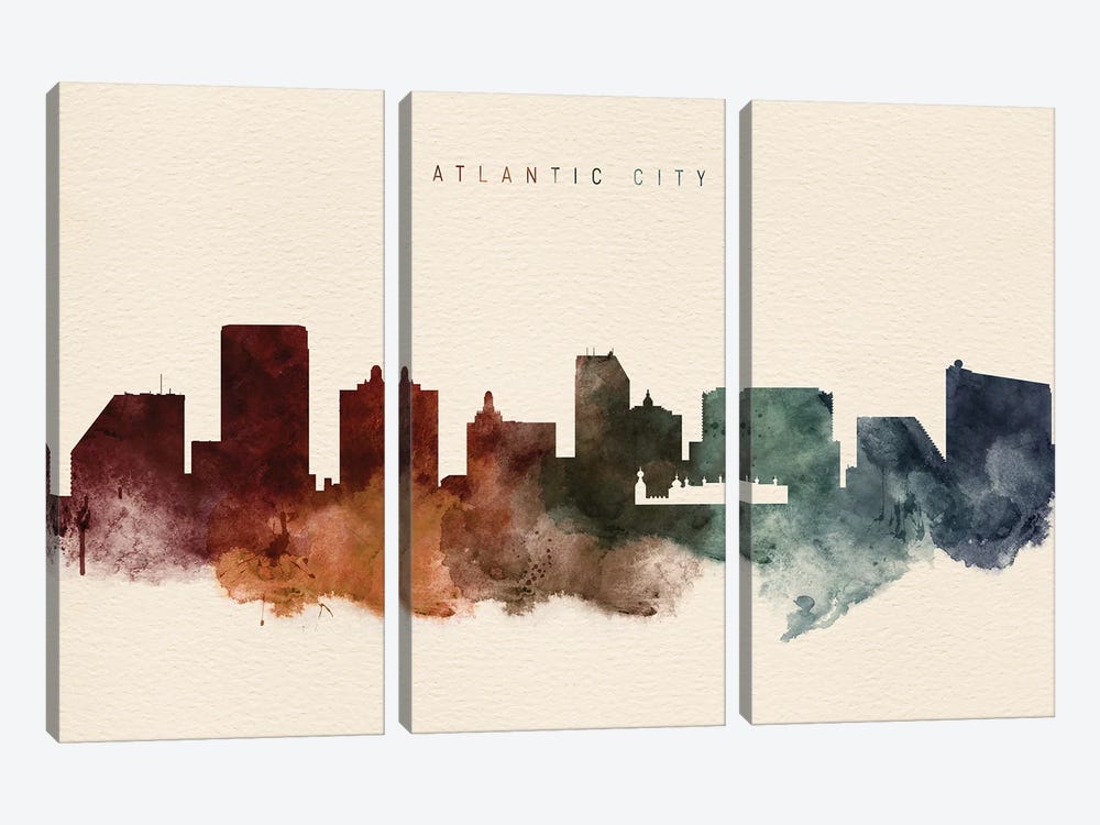 Atlantic City Skyline Desert Style by WallDecorAddict 3-piece Art Print