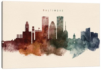 Baltimore Skyline Desert Style Canvas Art Print - Maryland Art