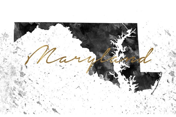 Maryland: Maryland Black And White Gold by WallDecorAddict