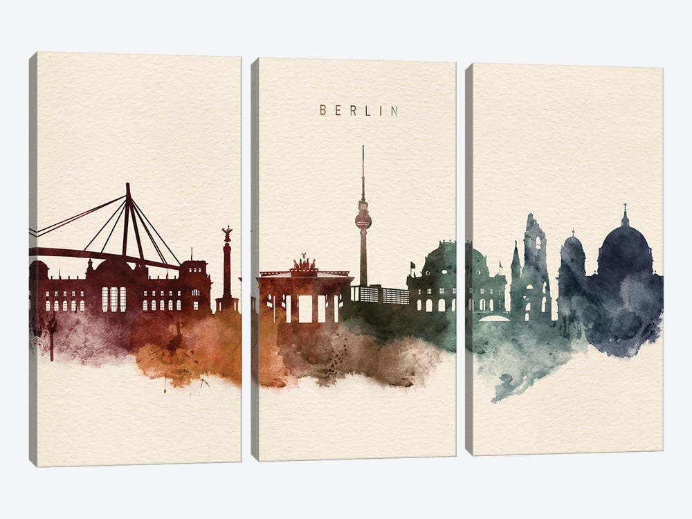 Berlin Skyline Desert Style by WallDecorAddict 3-piece Canvas Wall Art