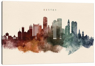 Boston Skyline Desert Style Canvas Art Print - Boston Skylines