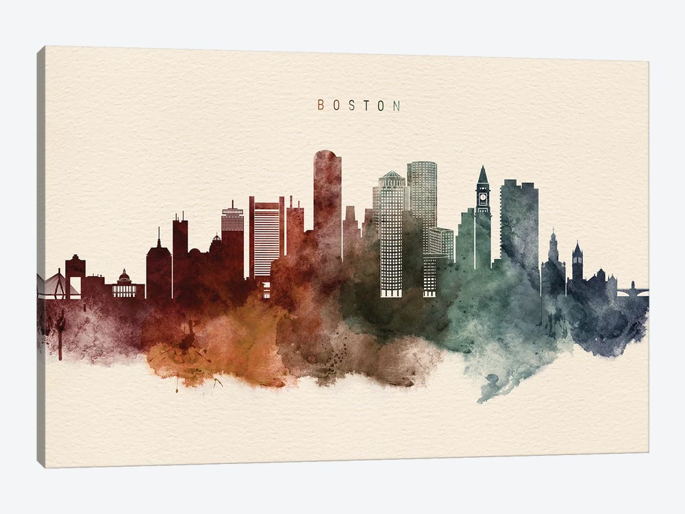 Boston Skyline Desert Style by WallDecorAddict 1-piece Canvas Artwork