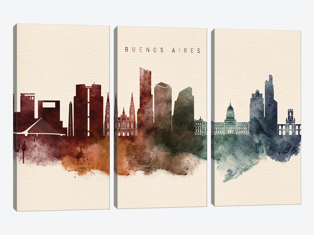 Buenos Aires Desert Skyline by WallDecorAddict 3-piece Canvas Print
