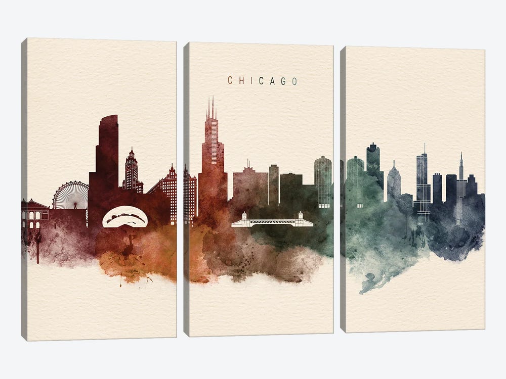 Chicago Desert Skyline by WallDecorAddict 3-piece Canvas Artwork