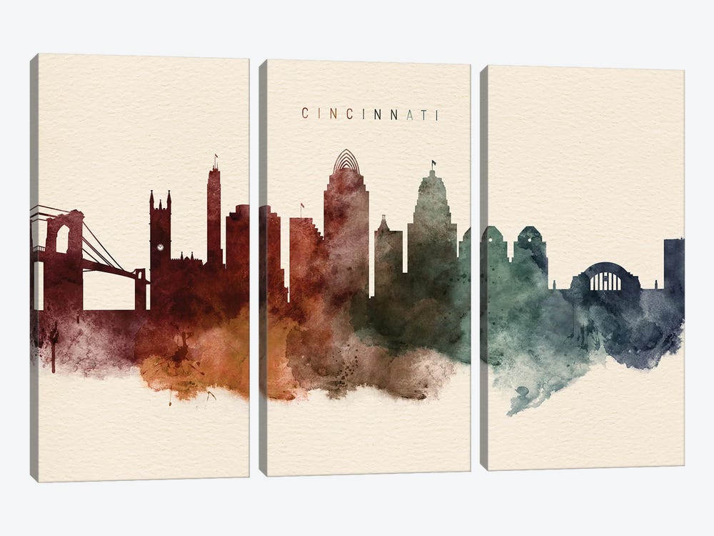 Cincinnati Desert Skyline by WallDecorAddict 3-piece Art Print
