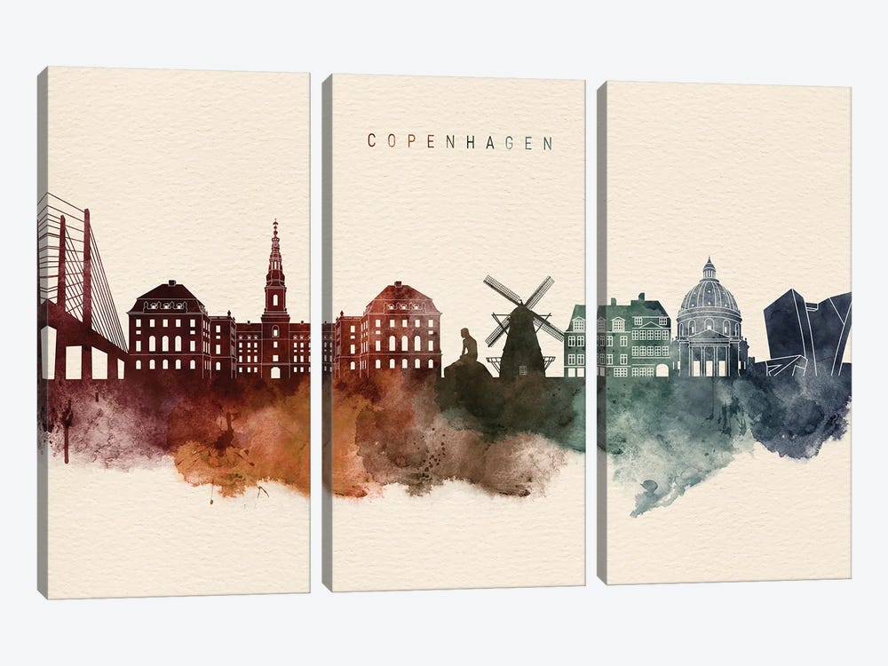 Copenhagen Desert Skyline 3-piece Canvas Print