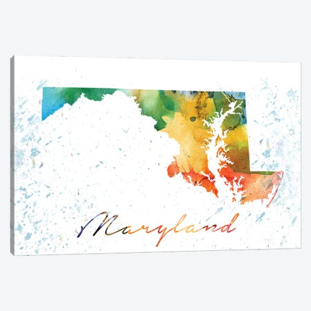 Maryland State Colorful Canvas Print #WDA237} by WallDecorAddict Art Print