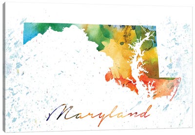 Maryland State Colorful Canvas Art Print - Maryland Art