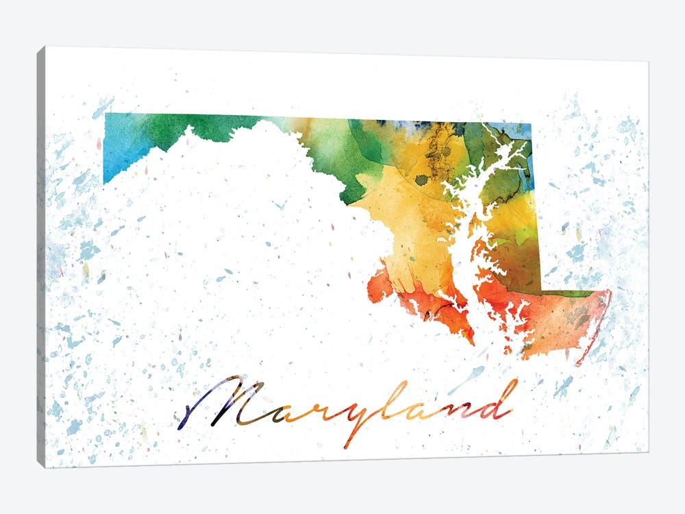 Maryland State Colorful by WallDecorAddict 1-piece Canvas Wall Art