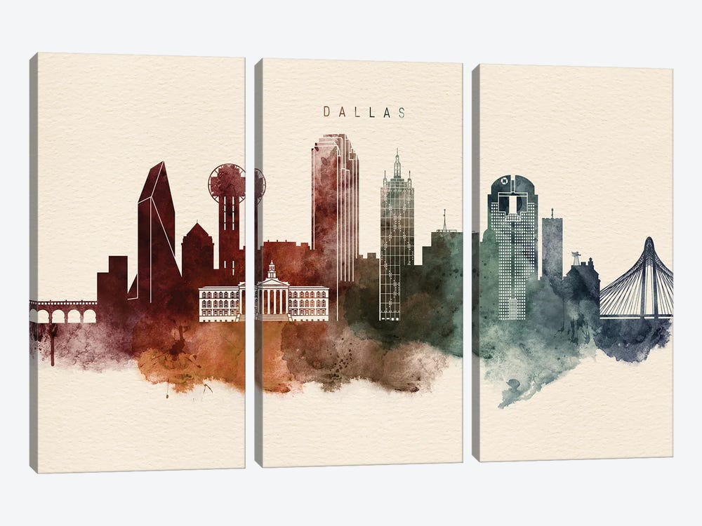 Dallas Desert Skyline by WallDecorAddict 3-piece Canvas Wall Art