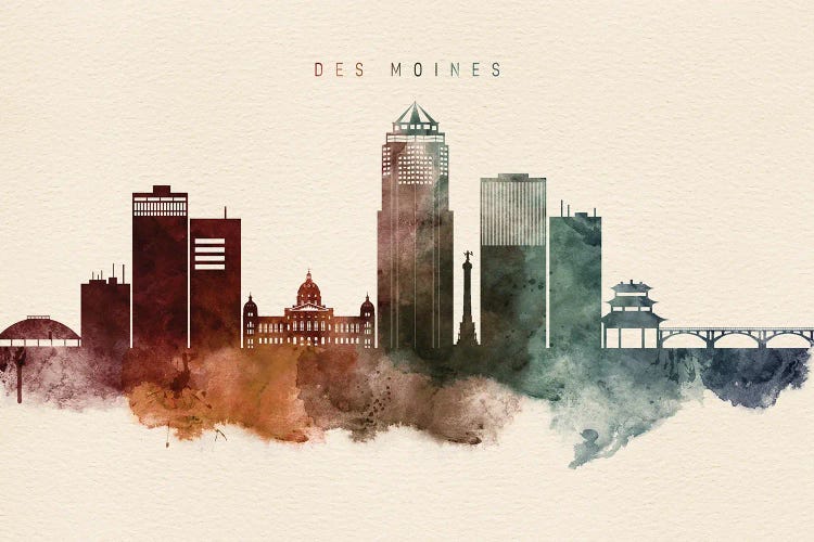 Des Moines Skyline by WallDecorAddict wall art