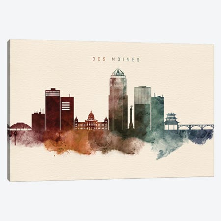 Des Moines Skyline Canvas Print #WDA2382} by WallDecorAddict Art Print