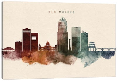 Des Moines Skyline Canvas Art Print - Des Moines