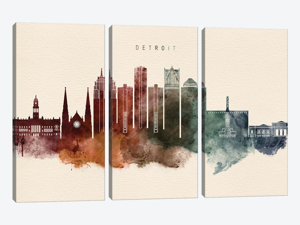 Detroit Desert Skyline by WallDecorAddict 3-piece Canvas Art Print