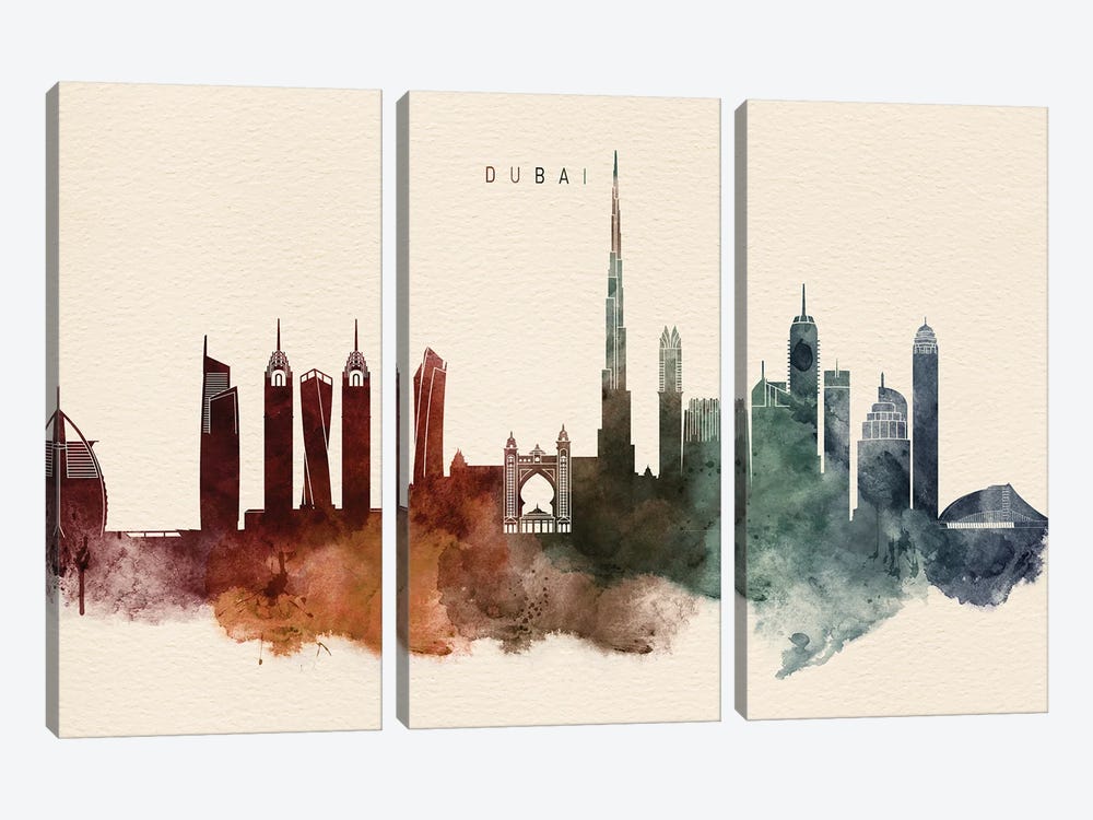 Dubai Desert Skyline by WallDecorAddict 3-piece Canvas Artwork