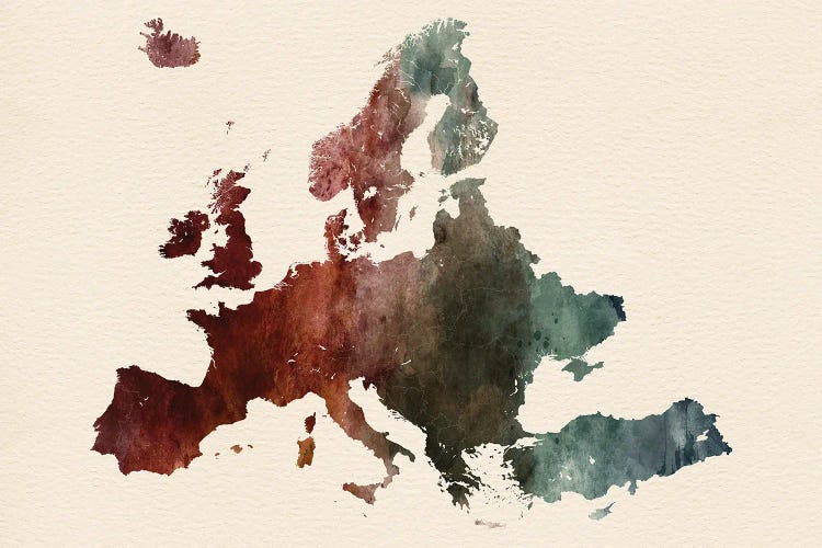 Europe Map Art Desert Style