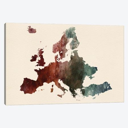 Europe Map Art Desert Style Canvas Print #WDA2388} by WallDecorAddict Canvas Art Print