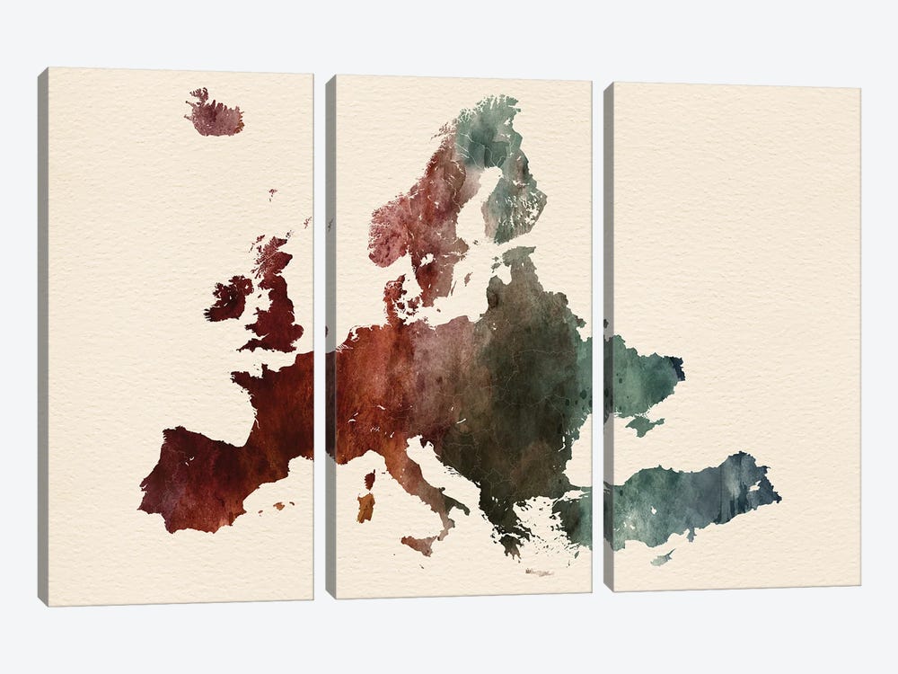 Europe Map Art Desert Style by WallDecorAddict 3-piece Canvas Wall Art