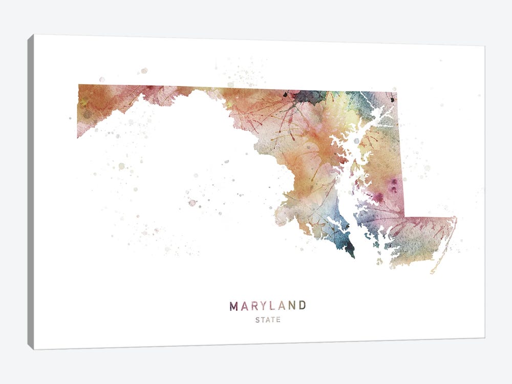 Maryland Watercolor State Map by WallDecorAddict 1-piece Art Print