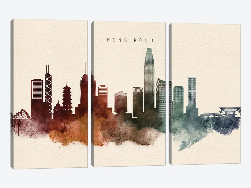 Hong Kong Desert Skyline by WallDecorAddict 3-piece Canvas Wall Art