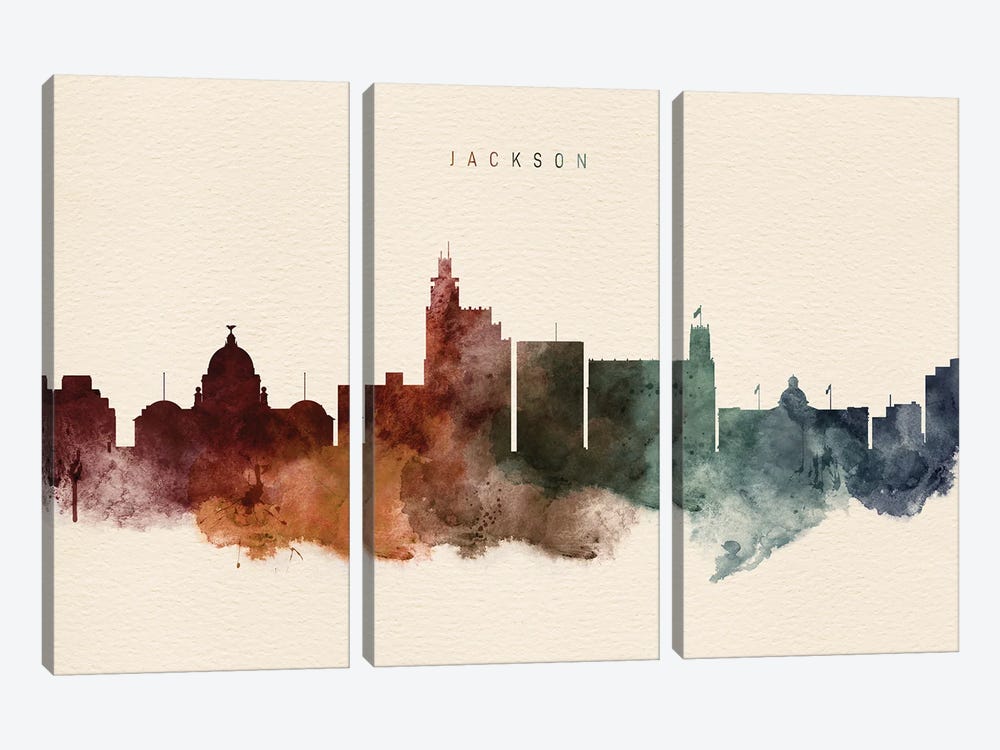Jackson, Michigan Desert Skyline by WallDecorAddict 3-piece Canvas Print