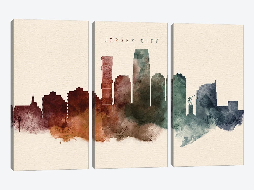 Jersey City, New Jersey Desert Skyline by WallDecorAddict 3-piece Canvas Art