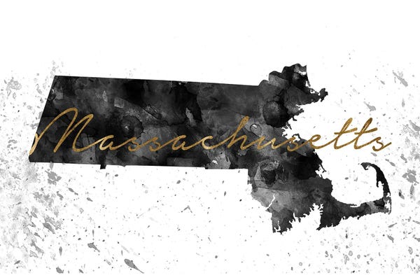 Massachusetts: Massachusetts Black And White Gold by WallDecorAddict