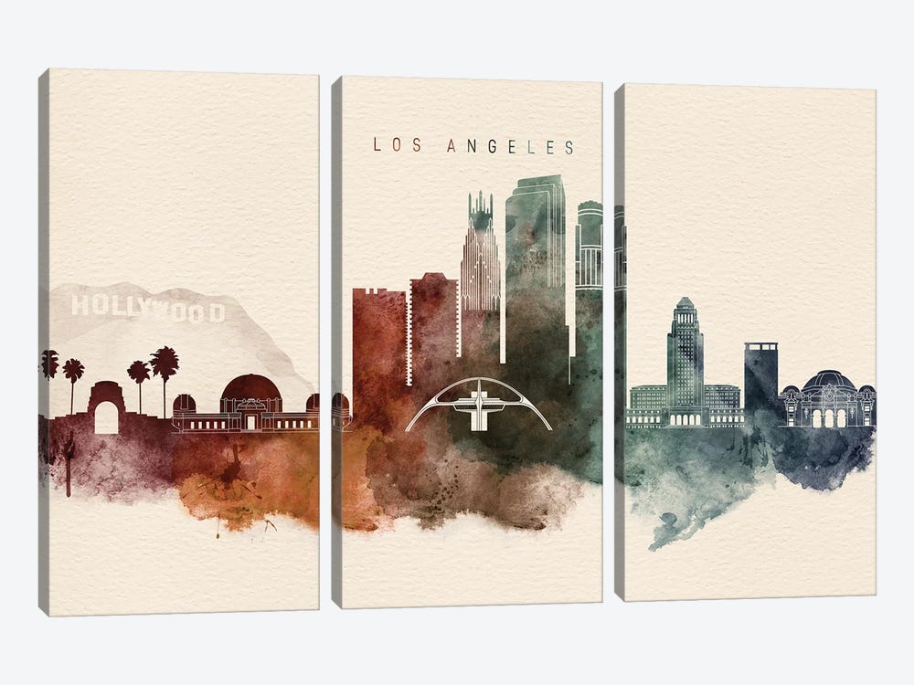 Los Angeles Desert Skyline by WallDecorAddict 3-piece Canvas Print