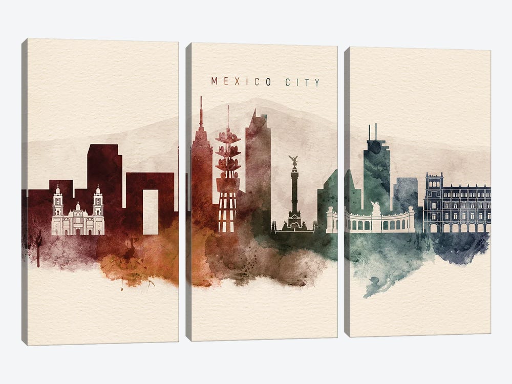 Mexico City Desert Skyline by WallDecorAddict 3-piece Canvas Art Print