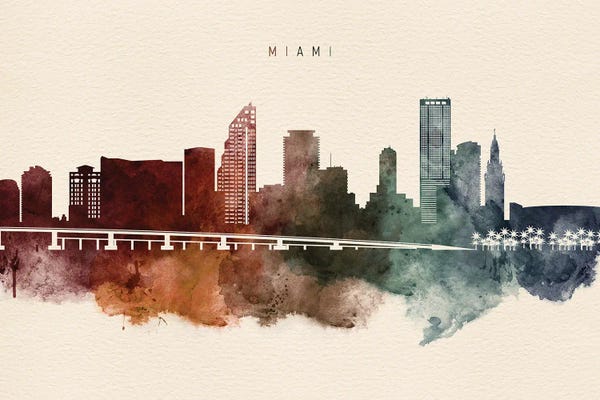 Miami Skylines: Miami Desert Skyline by WallDecorAddict