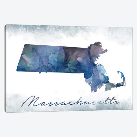 Massachusetts State Bluish Canvas Print #WDA241} by WallDecorAddict Art Print