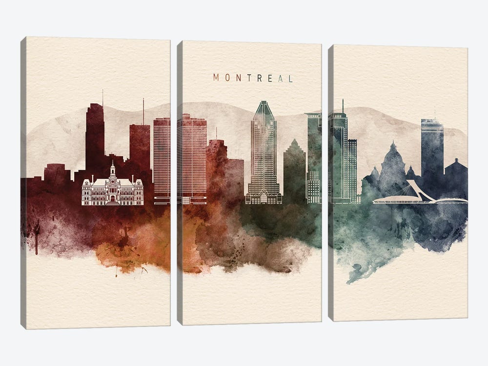 Montreal Desert Skyline by WallDecorAddict 3-piece Canvas Print
