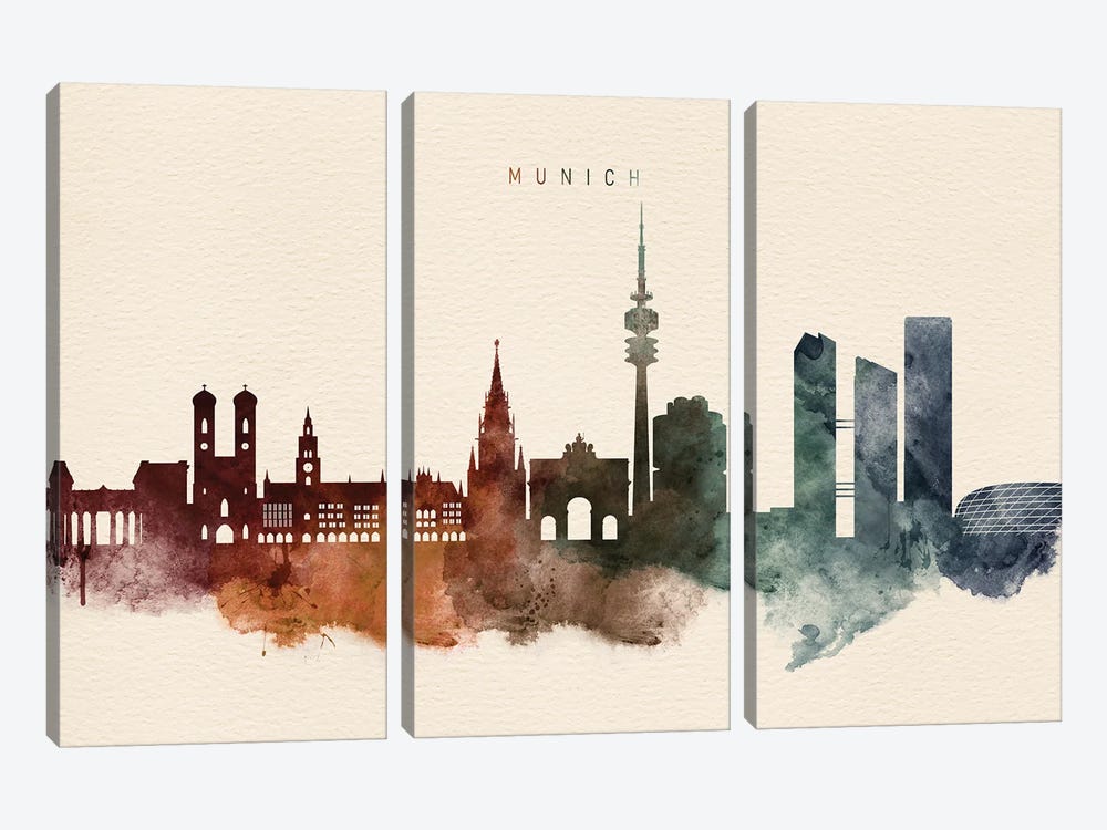 Munich Desert Skyline by WallDecorAddict 3-piece Canvas Art Print