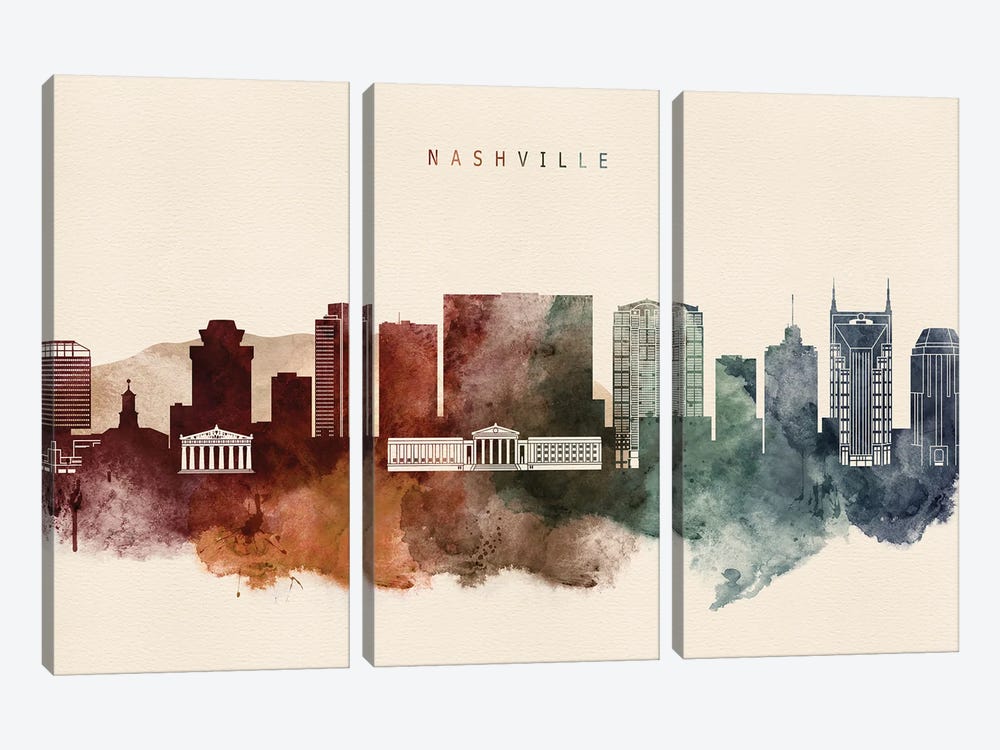 Nashville Desert Skyline by WallDecorAddict 3-piece Canvas Print