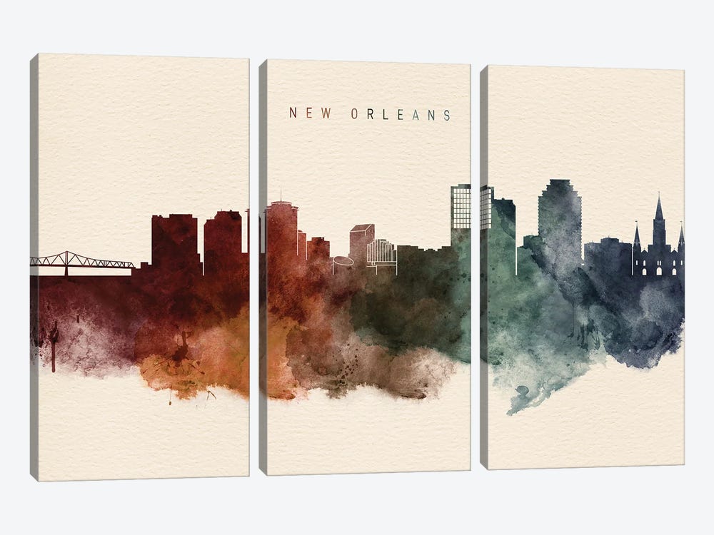 New Orleans Desert Skyline by WallDecorAddict 3-piece Canvas Art