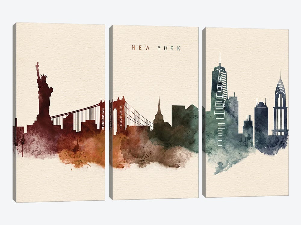 New York Desert Skyline by WallDecorAddict 3-piece Art Print