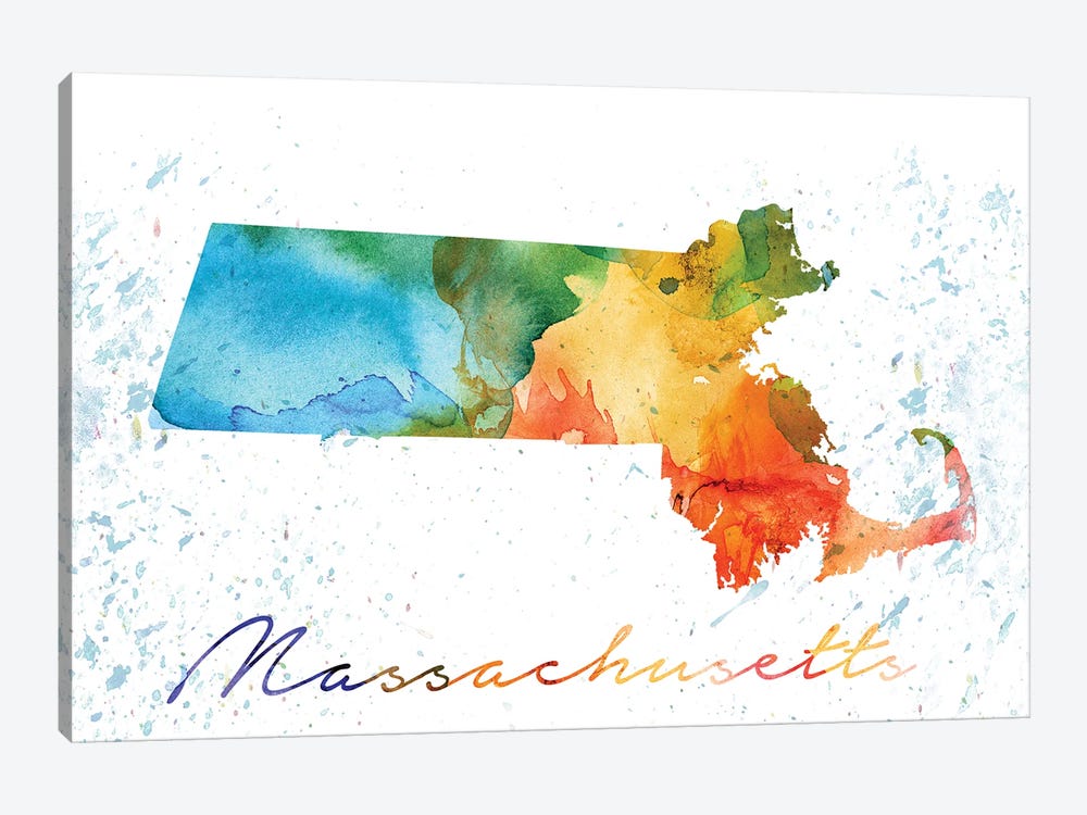 Massachusetts State Colorful by WallDecorAddict 1-piece Canvas Art