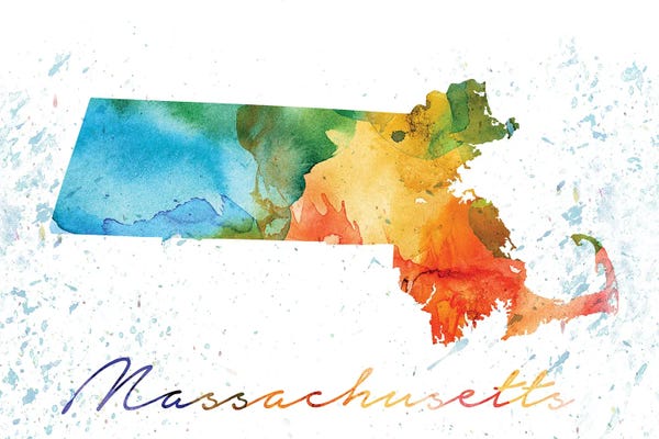 Massachusetts: Massachusetts State Colorful by WallDecorAddict