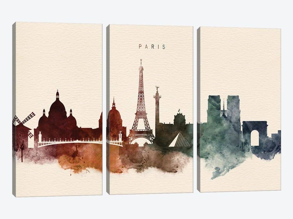 Paris Desert Skyline by WallDecorAddict 3-piece Canvas Print