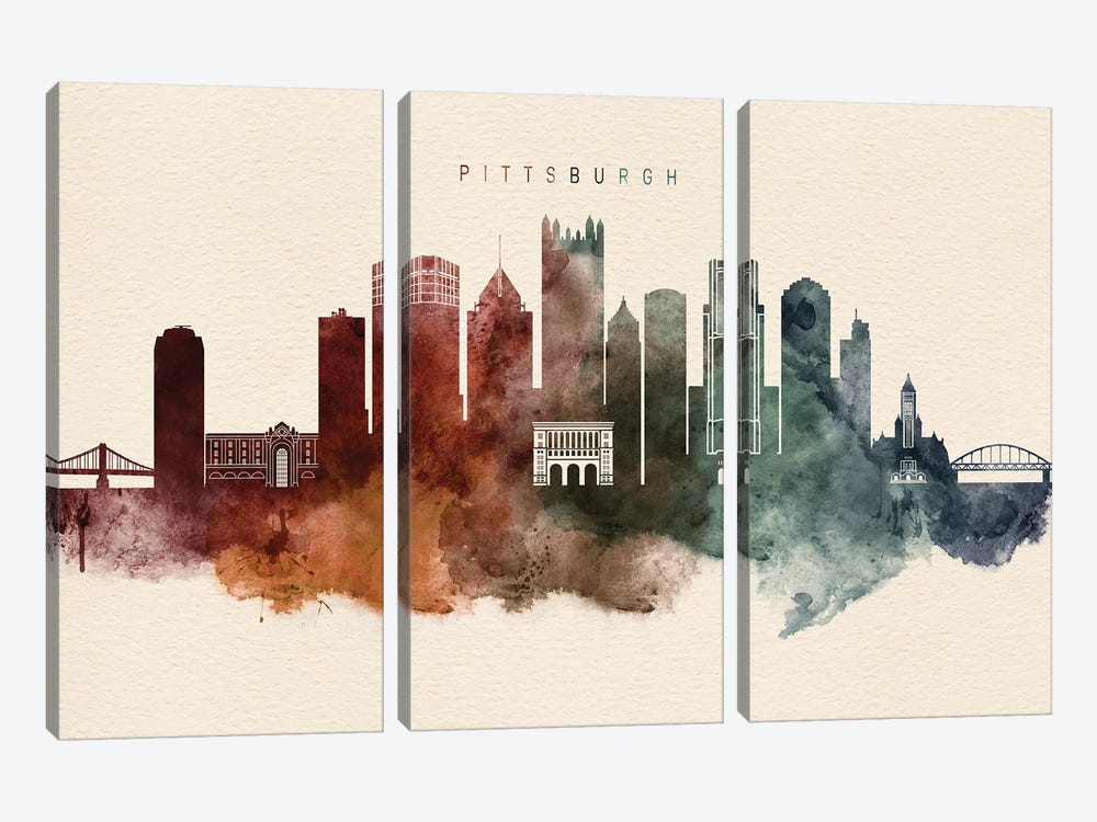 Pittsburgh Desert Skyline by WallDecorAddict 3-piece Canvas Art