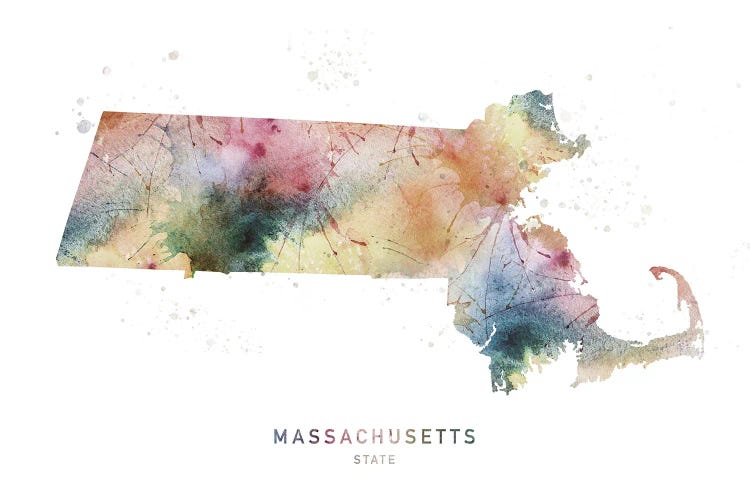 Massachusetts Watercolor State Map by WallDecorAddict wall art