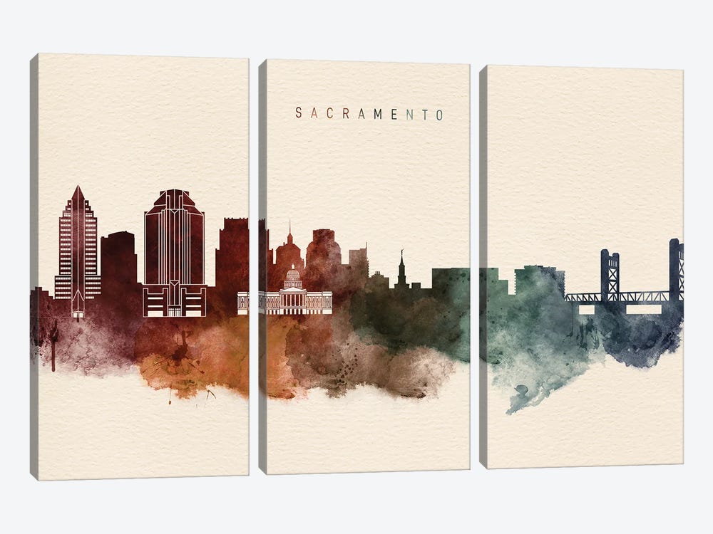 Sacramento Desert Skyline by WallDecorAddict 3-piece Art Print