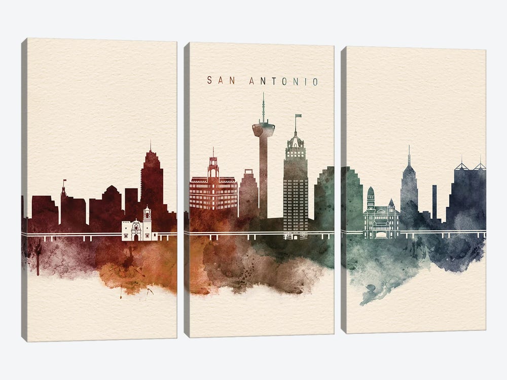 San Antonio Desert Skyline by WallDecorAddict 3-piece Canvas Artwork