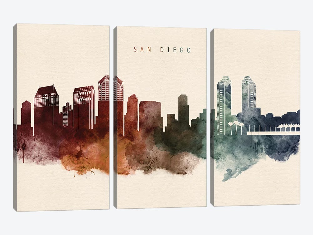 San Diego Desert Skyline by WallDecorAddict 3-piece Canvas Artwork